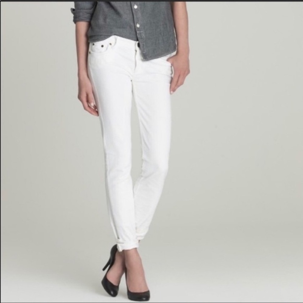 J CREW MATCHSTICK WHITE SKINNY STRAIGHT JEANS 27
